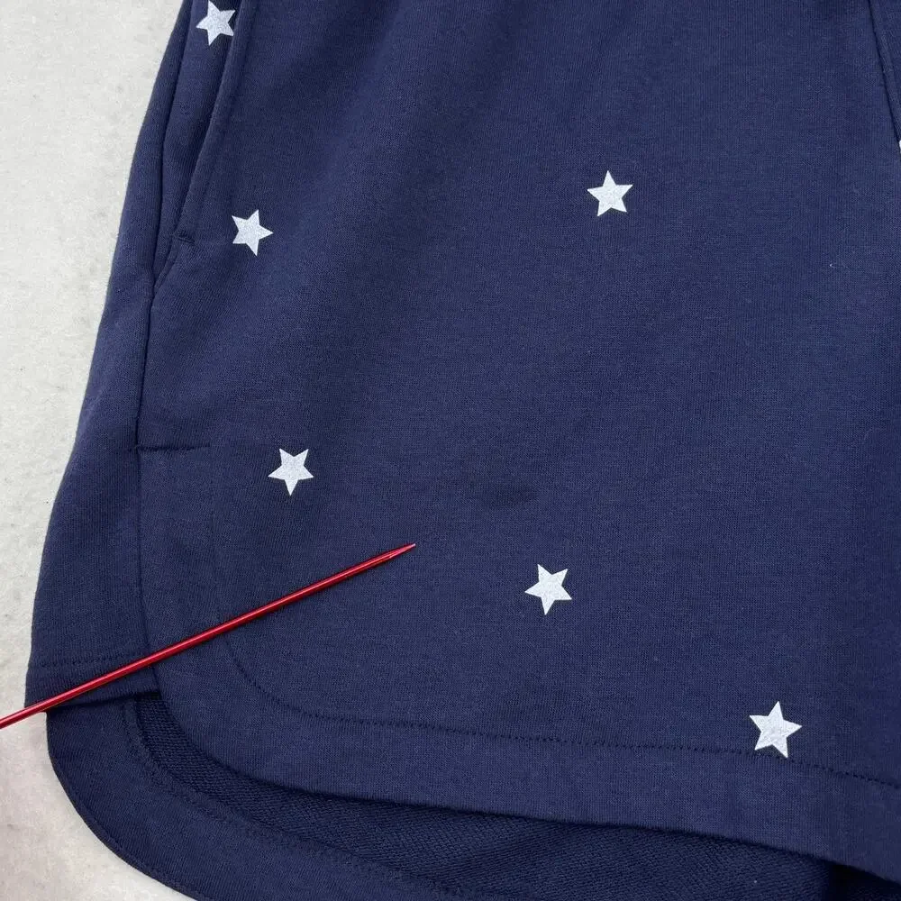 LIVI Pull On Shorts Size 14/16 Navy Blue Star Print Drawstring Pockets Patriotic